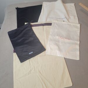 6 Designer Dust Bags Lot Prada, Roger Vivier Tory Burch Rebecca Minkoff